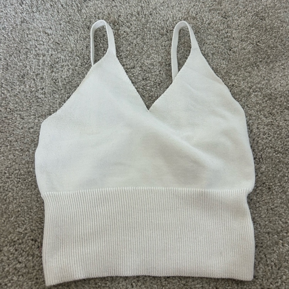 White Knit Crop Top